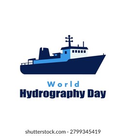 Hydrography world day ship logo, vector art illustration.