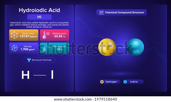 Hydroiodic Acid Properties Chemical Compound Structure Stock Vector ...