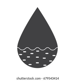 Hydrology concept with drop, vector silhouette on white background