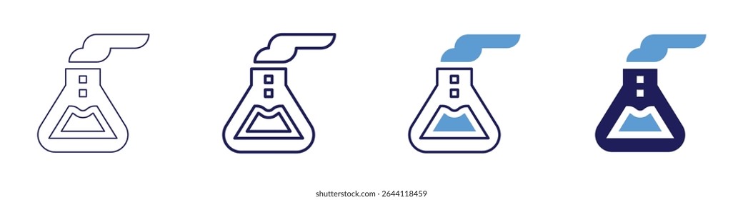 Hydrolysis process icon in 4 different styles. Thin Line, Line, Bold Line, Duotone. Duotone style. Editable stroke.