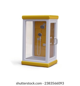 Caja de hidromasaje, cabina de ducha. Modelo compacto para apartamento, casa, hotel. Puerta de vidrio con asa. Imagen vectorial aislada en 3D. Ilustración de vector de color