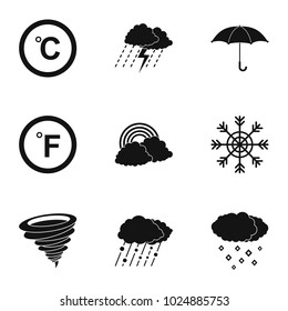 Hydrometcentre icons set. Simple set of 9 hydrometcentre vector icons for web isolated on white background