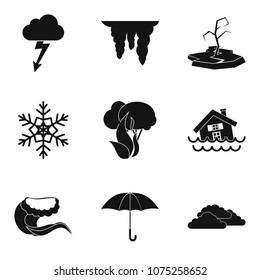Hydrometeorological service icons set. Simple set of 9 hydrometeorological service vector icons for web isolated on white background