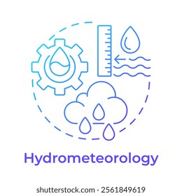 Hydrometeorology blue gradient concept icon. Managing water resources. Application of meteorology. Round shape line illustration. Abstract idea. Graphic design. Easy to use in presentation