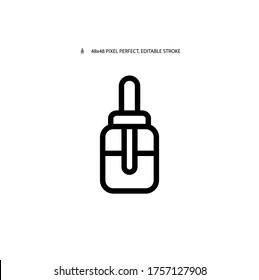Hydrophilic oil, cosmetic oil, beauty oil simple line icon vector illustration. Editable stroke. 48x48 Pixel Perfect.