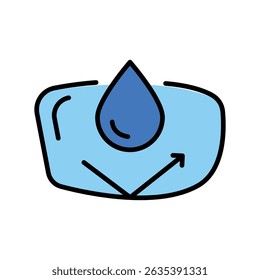 hydrophobic coating color flat icon for digital and print projects.  Minimal clean icons for apps and websites. Modern simple icons for UI UX and branding