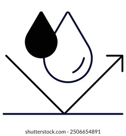 Hydrophobic Properties Icon Design. Represents Water Repellent, Hydrophobic Surface, Moisture Protection, Water Resistance. Vector icon.