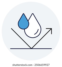 Hydrophobic Properties Icon Design. Represents Water Repellent, Hydrophobic Surface, Moisture Protection, Water Resistance. Vector icon.