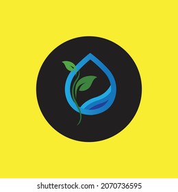 hydropinic plant logo on black and yellow circle background
