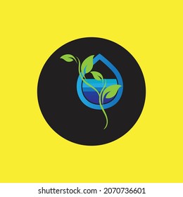 hydropinic plant logo on black and yellow circle background