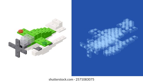 Hydroplane blueprint project idea and implementation. Vector