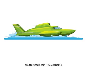 hydroplane boat racing watercraft side view mascot cartoon illustration vector