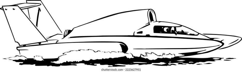 Hydroplane High Speed Boat Vector Illustration