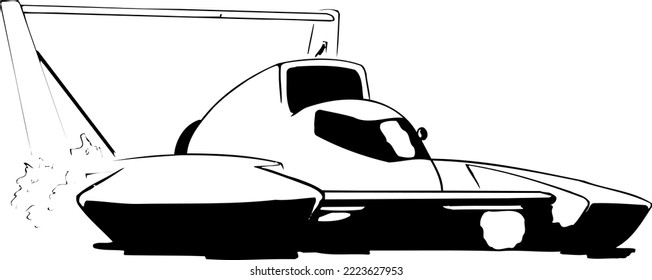 Hydroplane High Speed Boat Vector Illustration