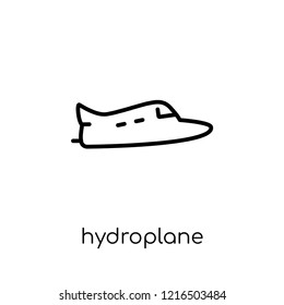 hydroplane icon. Trendy modern flat linear vector hydroplane icon on white background from thin line Transportation collection, outline vector illustration
