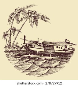 Ilustración de hidroplano en vectores marítimos