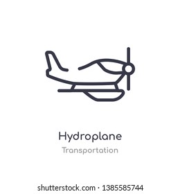 hydroplane outline icon. isolated line vector illustration from transportation collection. editable thin stroke hydroplane icon on white background