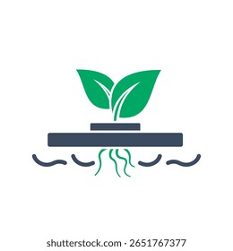 Conceito de agricultura hidropônica: plantas folhosas que crescem sobre a água com raízes visíveis, simbolizando um cultivo sustentável e sem solo.