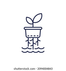 hydroponic farming line icon, vector