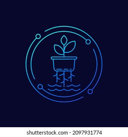 hydroponic farming line icon for web