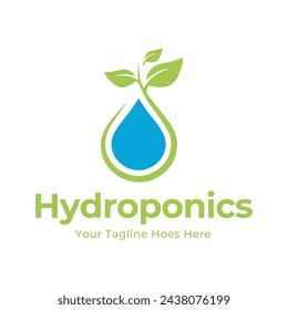 Hydroponic Farming Logo Design isolated on white background