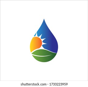 Hydroponic Horticultural Plant Farm Nursery In Water Drop Shape Vector Logo Or Icon Design Template