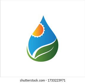 hydroponic horticultural plant farm nursery in water drop shape vector logo or icon design template