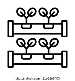 Hydroponic Icon. Line Art Style Design Isolated On White Background