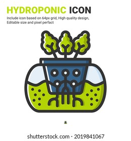 Hydroponic icon vector with outline color style isolated on white background. Vector illustration hydroponic sign symbol icon concept for digital farming, technology, industry, agriculture and project