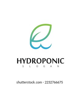 hydroponic leaf farm nature logo design symbol