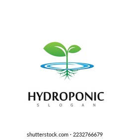 símbolo de diseño del logo de la granja de hojas hidropónicas