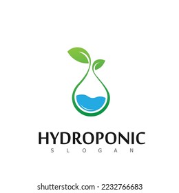 hydroponic leaf farm nature logo design symbol