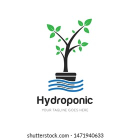 hydroponic logo and icon vector illustration design template