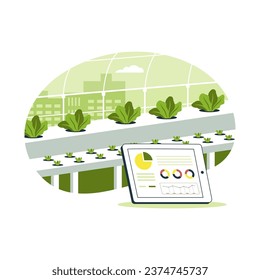 Hydroponic plant farming technology. Smart farm illustration concept. Vector illustration flat concept