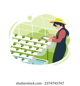 Hydroponic plant farming technology. Smart farm illustration concept. Vector illustration flat concept