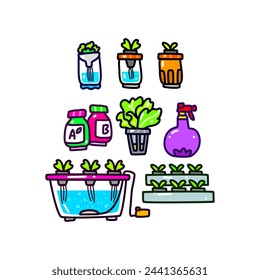 hydroponic system doodle collection set