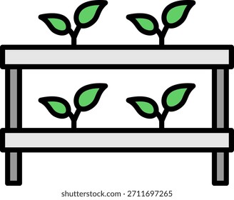 Sistema hidropônico com plantas em crescimento Ilustração