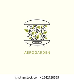 Hydroponic system vector illustration in outline style. Aerogarden