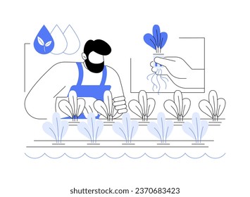Hydroponics abstract concept vector illustration. Farmer planting in greenhouse, agroecology industry, sustainable agriculture, precision agriculture, gardening process abstract metaphor.