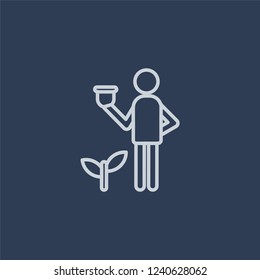 Hydroponics icon. Trendy flat vector line Hydroponics icon on dark blue background from Activity and Hobbies collection. 