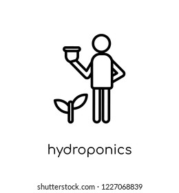 Hydroponics icon. Trendy modern flat linear vector Hydroponics icon on white background from thin line Activity and Hobbies collection, editable outline stroke vector illustration