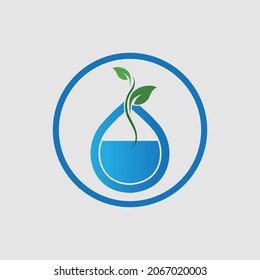 hydroponics logo vector illustration design template on gray background