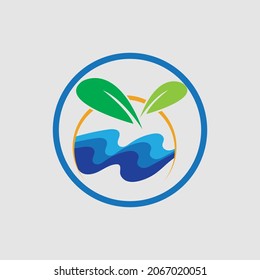 hydroponics logo vector illustration design template on gray background