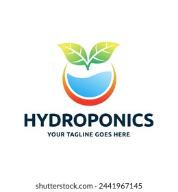 diseño de ilustración vectorial de logotipo de hidroponía aislado sobre fondo blanco