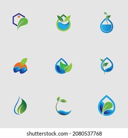 conjunto hidroponítico logo ilustración vectorial plantilla de diseño en fondo gris
