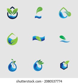 hydroponics set logo vector illustration design template on gray background