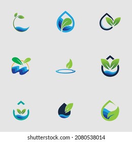 Hydroponics-Set Logo, Vektorgrafik-Design-Vorlage auf grauem Hintergrund
