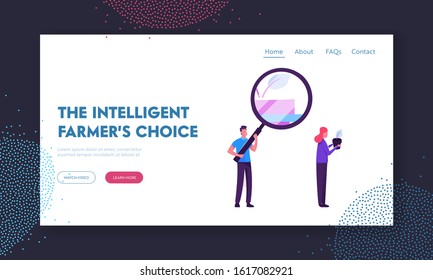 Hydroponics Technologies on Smart Eco Farm Website Landing Page. Agriculture Business. Farmers Growing Organic Vegetables and Plants at Nursery Farm Web Page Banner. Cartoon Flat Vector Illustration