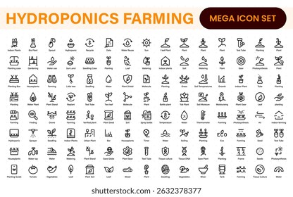 Hydroponics and Vertical Farming Icon Pack – Minimalist Line Vector Illustrations for Eco-Friendly Agriculture, Sustainable Farming, and Indoor Growing Solutions