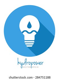 Hydropower concept with waterdrop and lightbulb in flat design